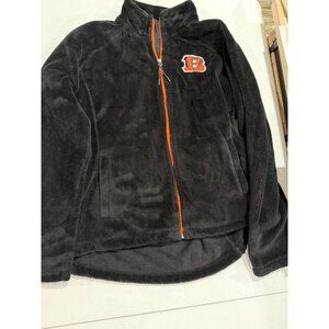 NFL Cincinnati Bengals Womens Fleece Jacket 3XL Black With Orange Trim Full Zip
